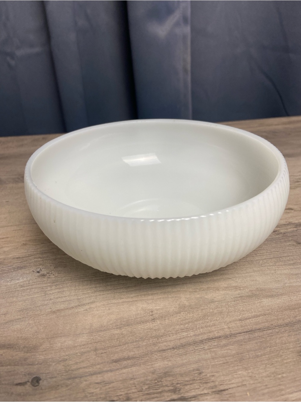 Vintage E.O. Brody Co. White Milk Glass Ribbed Bowl Cleveland Ohio Marked